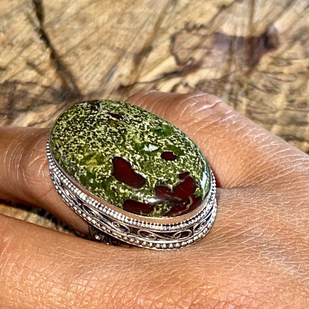 Dragon Bloodstone Jasper Ring Size 7